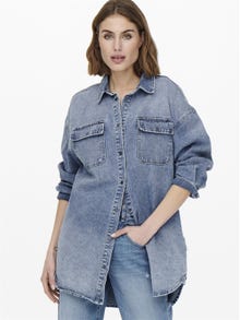 ONLY Oversized lang Denimskjorte -Medium Blue Denim - 15246783