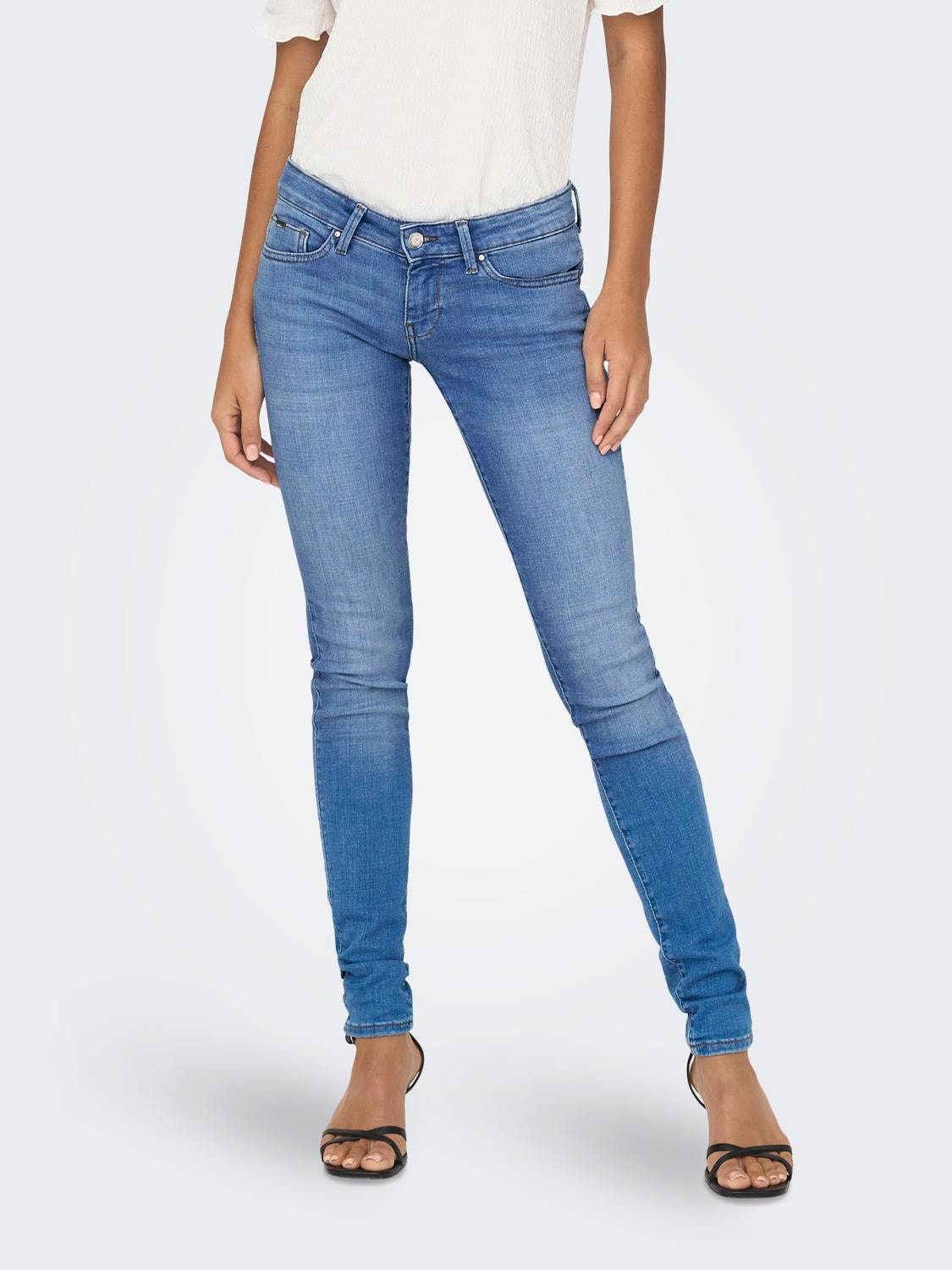 Skinny Fit Super low waist Jeans, Medium Blue