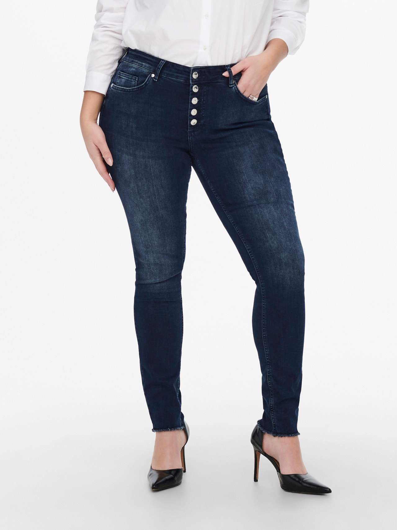 ONLY Skinny Fit Mittlere Taille Jeans -Blue Black Denim - 15246848