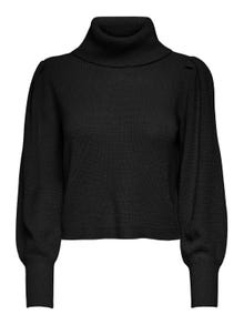 ONLY Rullkrageprydd Stickad tröja -Black - 15246867