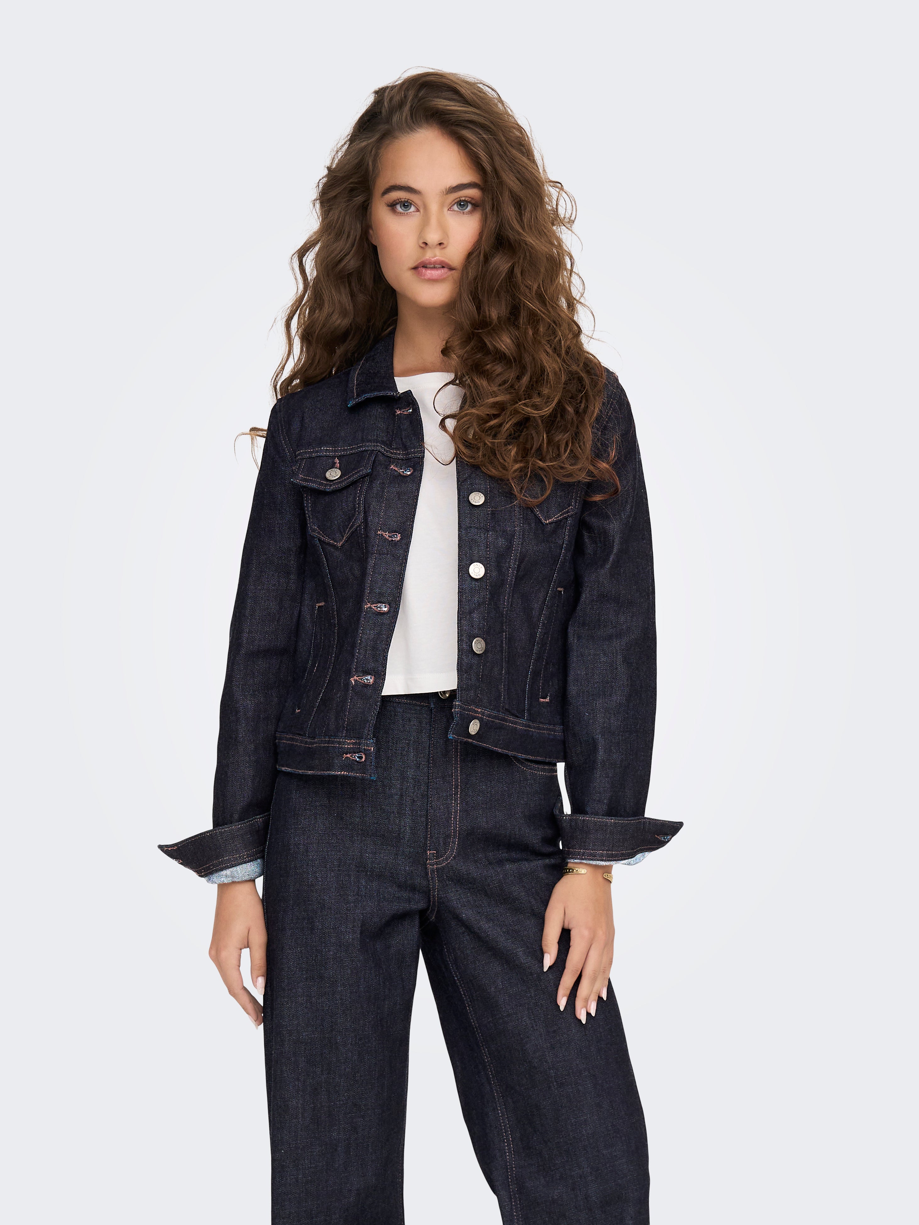 Veste jean noir discount courte