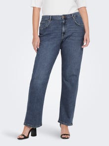 ONLY Curvy CARMegani life wide high-waist jeans -Dark Medium Blue Denim - 15246939