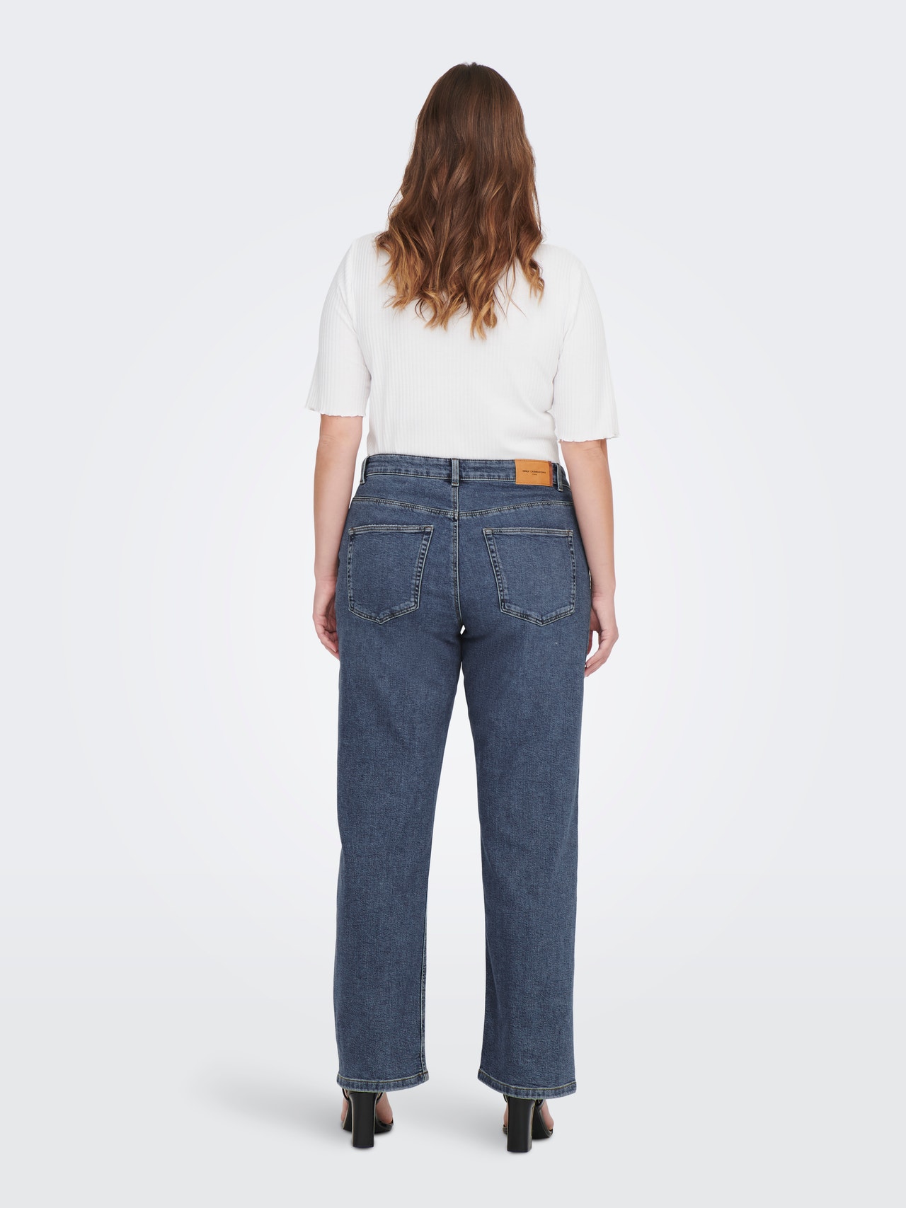 ONLY Jeans Straight Fit Taille haute -Dark Medium Blue Denim - 15246939