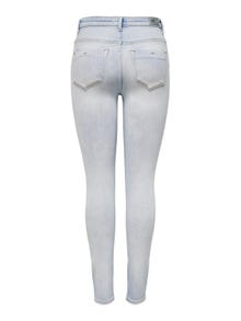 ONLY Skinny Fit Hohe Taille Offener Saum Jeans -Light Blue Bleached Denim - 15246999