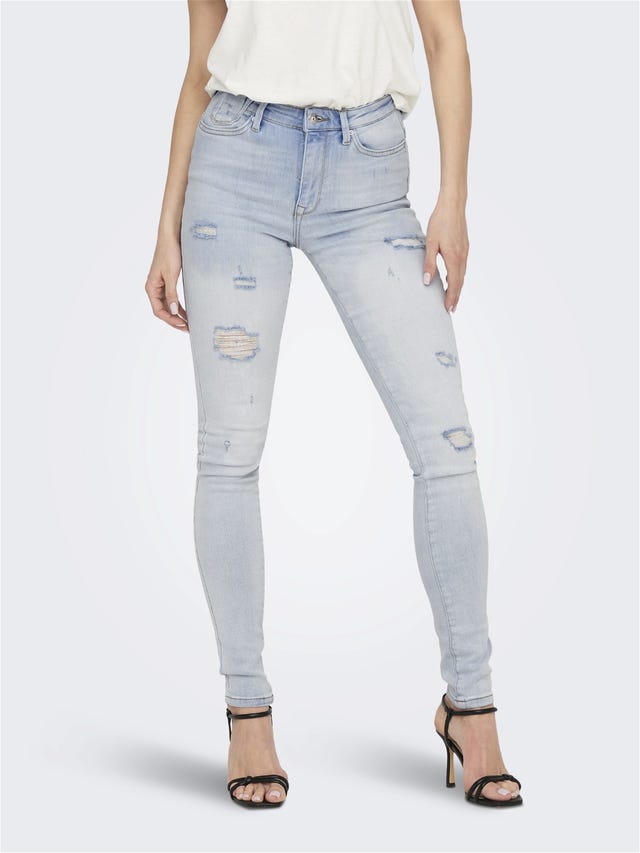 ONLY ONLForever høy midje slitte Skinny fit jeans - 15246999