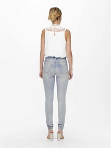 ONLY Skinny Fit High waist Destroyed hems Jeans -Light Blue Bleached Denim - 15246999