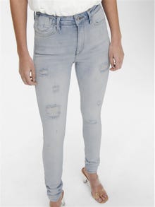 ONLY ONLForever highwaisted destroyed Skinny fit jeans -Light Blue Bleached Denim - 15246999