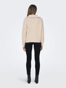 ONLY high neck Knitted pullover with zip -Cloud Dancer - 15247008