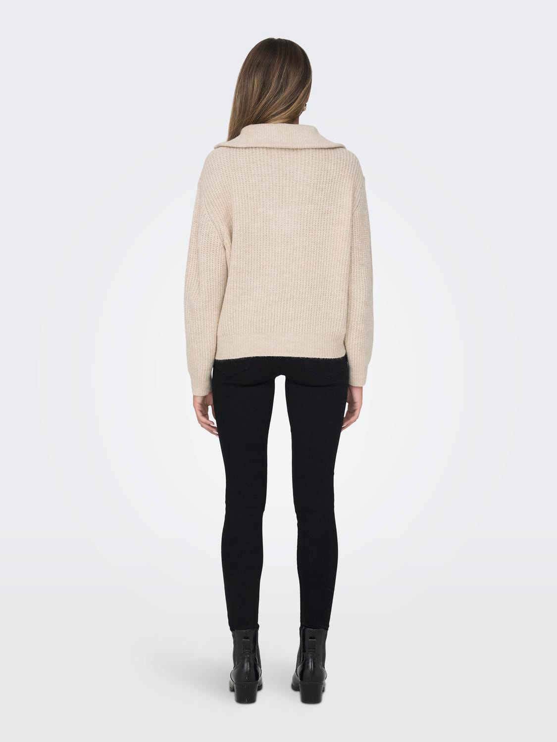 ONLY Knitted pullover with zip -Cloud Dancer - 15247008