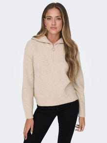 ONLY Regular Fit High neck Ribbed cuffs Pullover -Cloud Dancer - 15247008