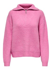 ONLY À col montant Pull en maille -Shocking Pink - 15247008