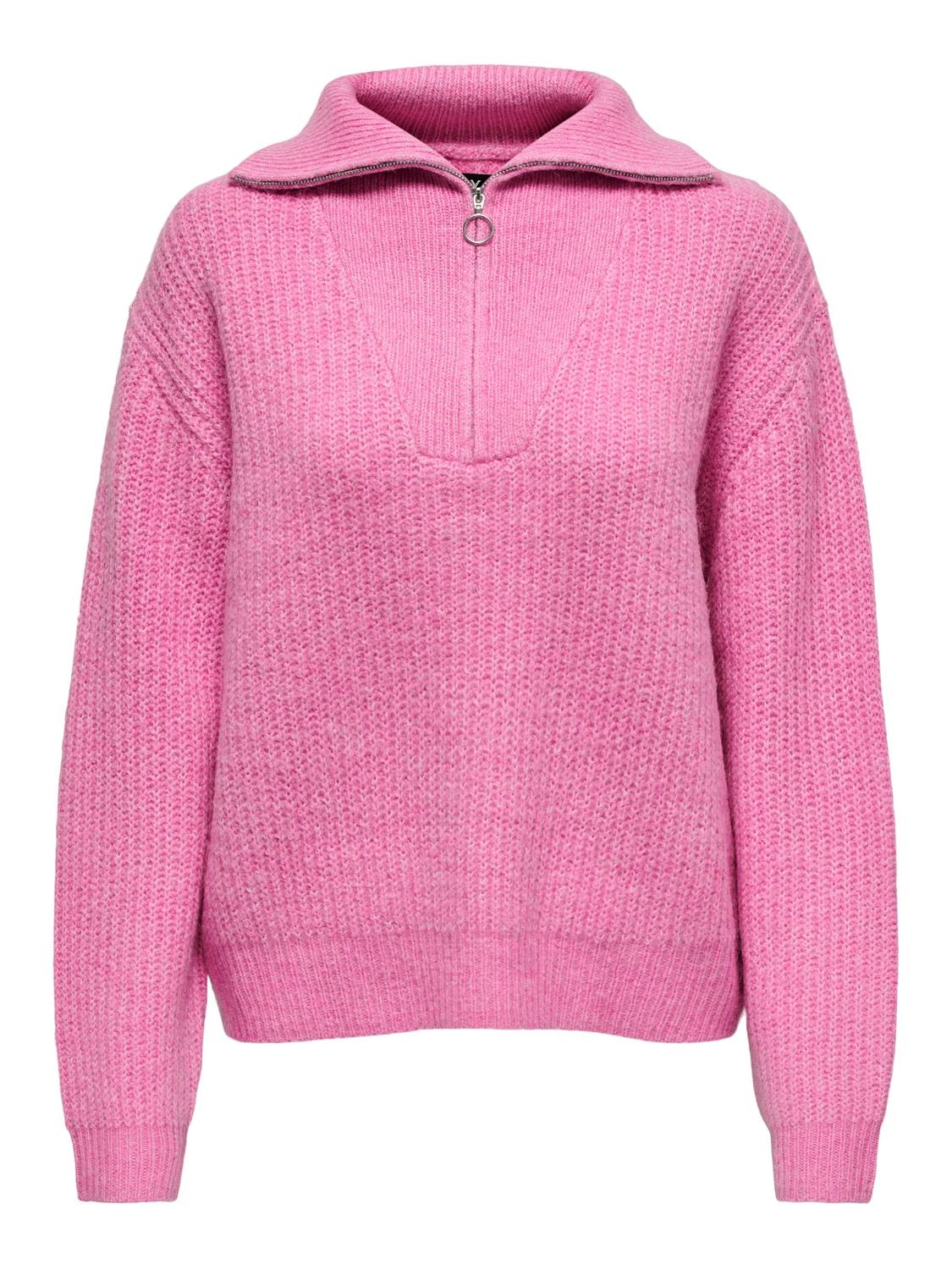 ONLY À col montant Pull en maille -Shocking Pink - 15247008