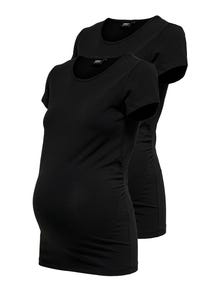 ONLY Mama 2er-Pack Basic T-Shirt -Black - 15247221