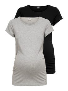 ONLY Mamma 2-pakning basic T-skjorte -Black - 15247221