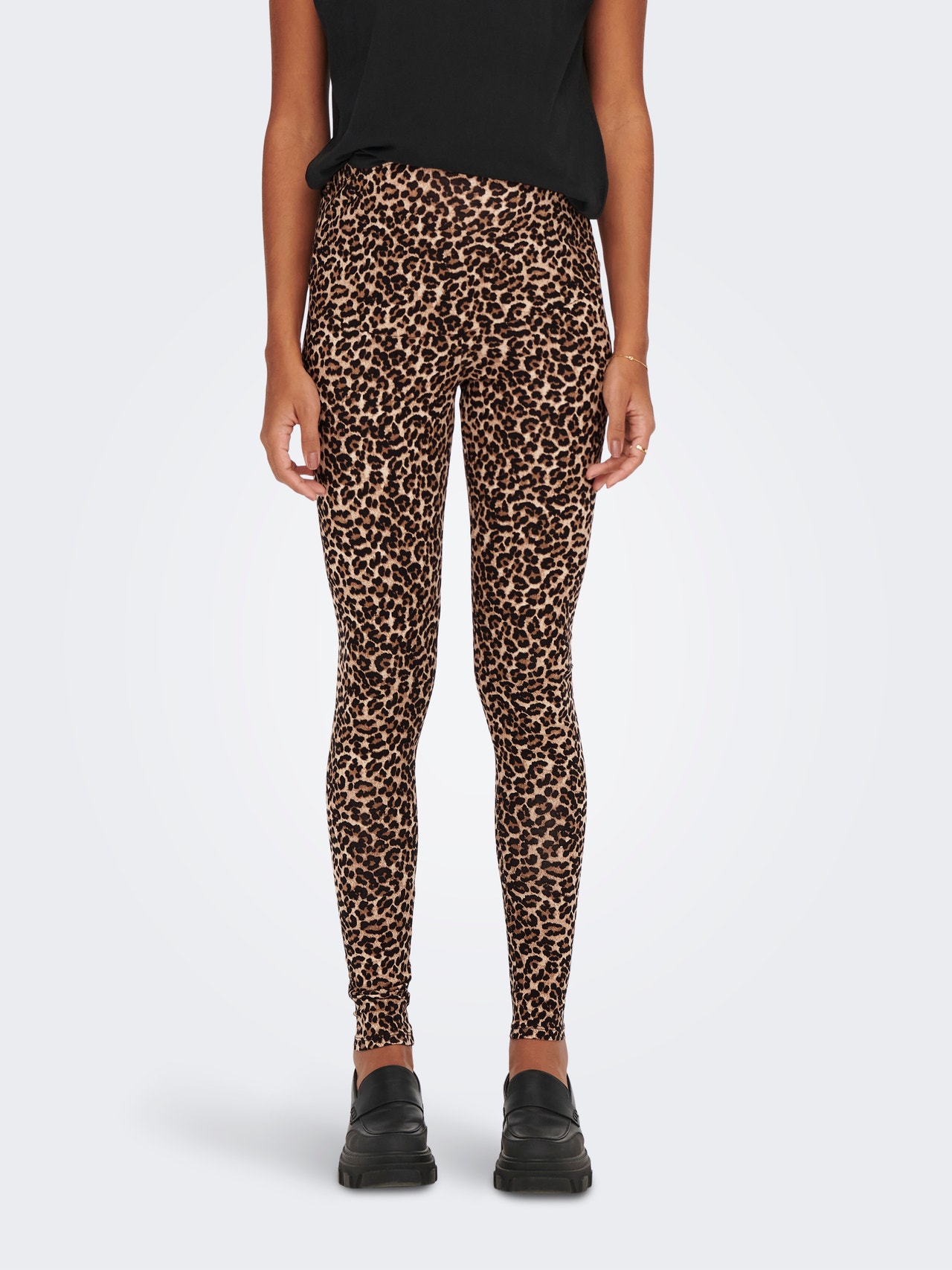 ONLY Mamá estampado de leopardo Leggings -Black - 15247224