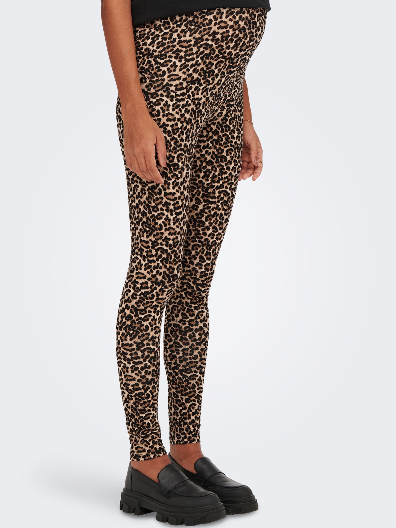 ONLY Mamá estampado de leopardo Leggings -Black - 15247224