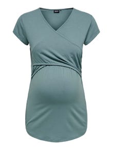 ONLY Standard Fit U-Neck T-Shirt -Balsam Green - 15247229