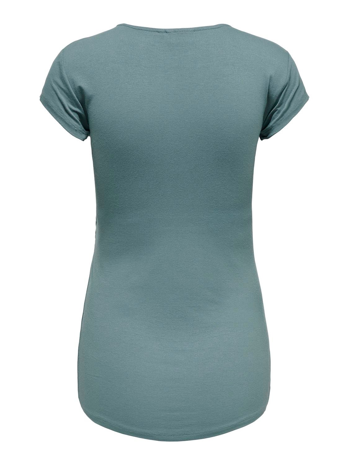 ONLY Standard Fit U-Neck T-Shirt -Balsam Green - 15247229