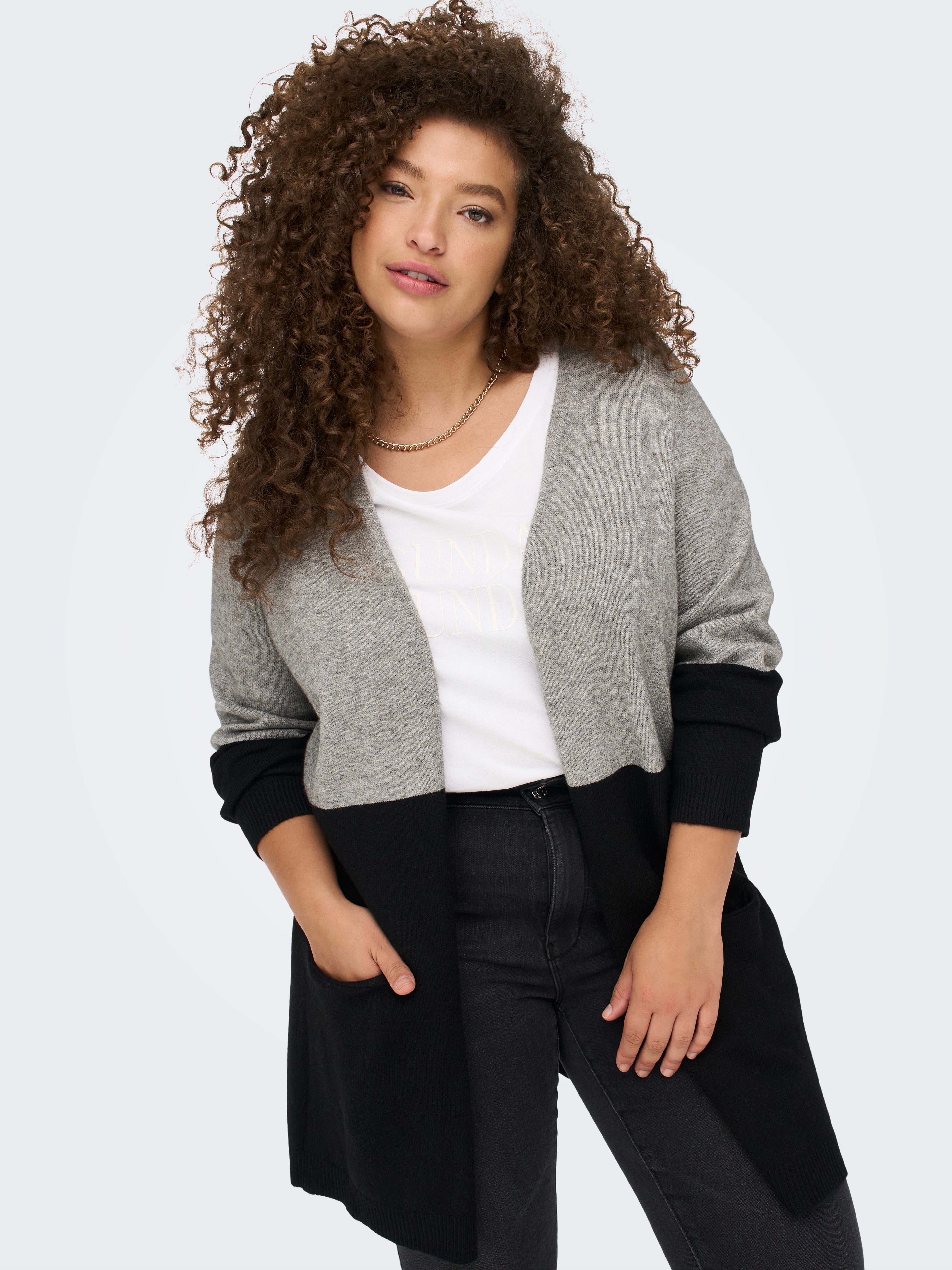 Curvy long Cardigan | Medium Grey | ONLY®