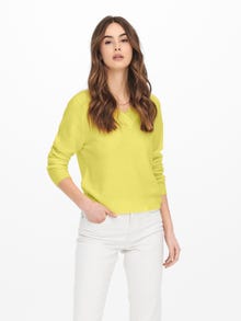 ONLY V-Ausschnitt Pullover -Yellow Cream - 15247502