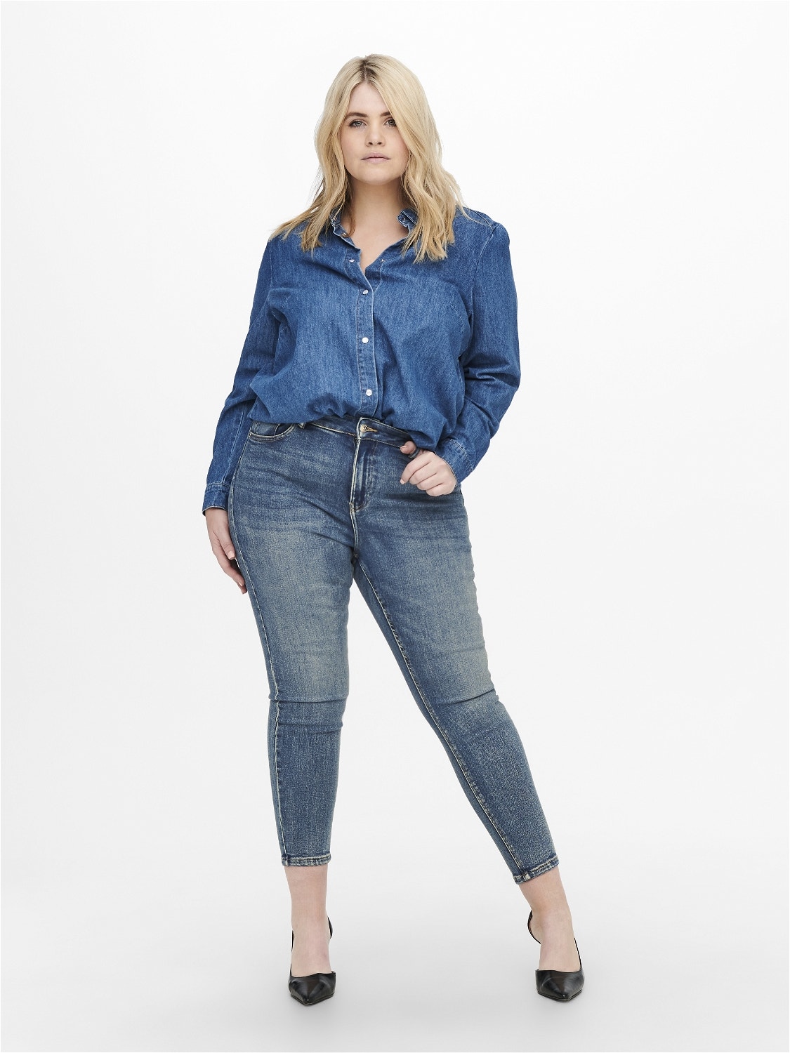 ONLY Skinny fit High waist Jeans -Medium Blue Denim - 15247551