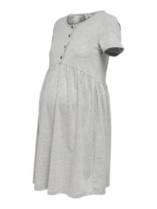 ONLY Mama solid colored Dress -Light Grey Melange - 15247586