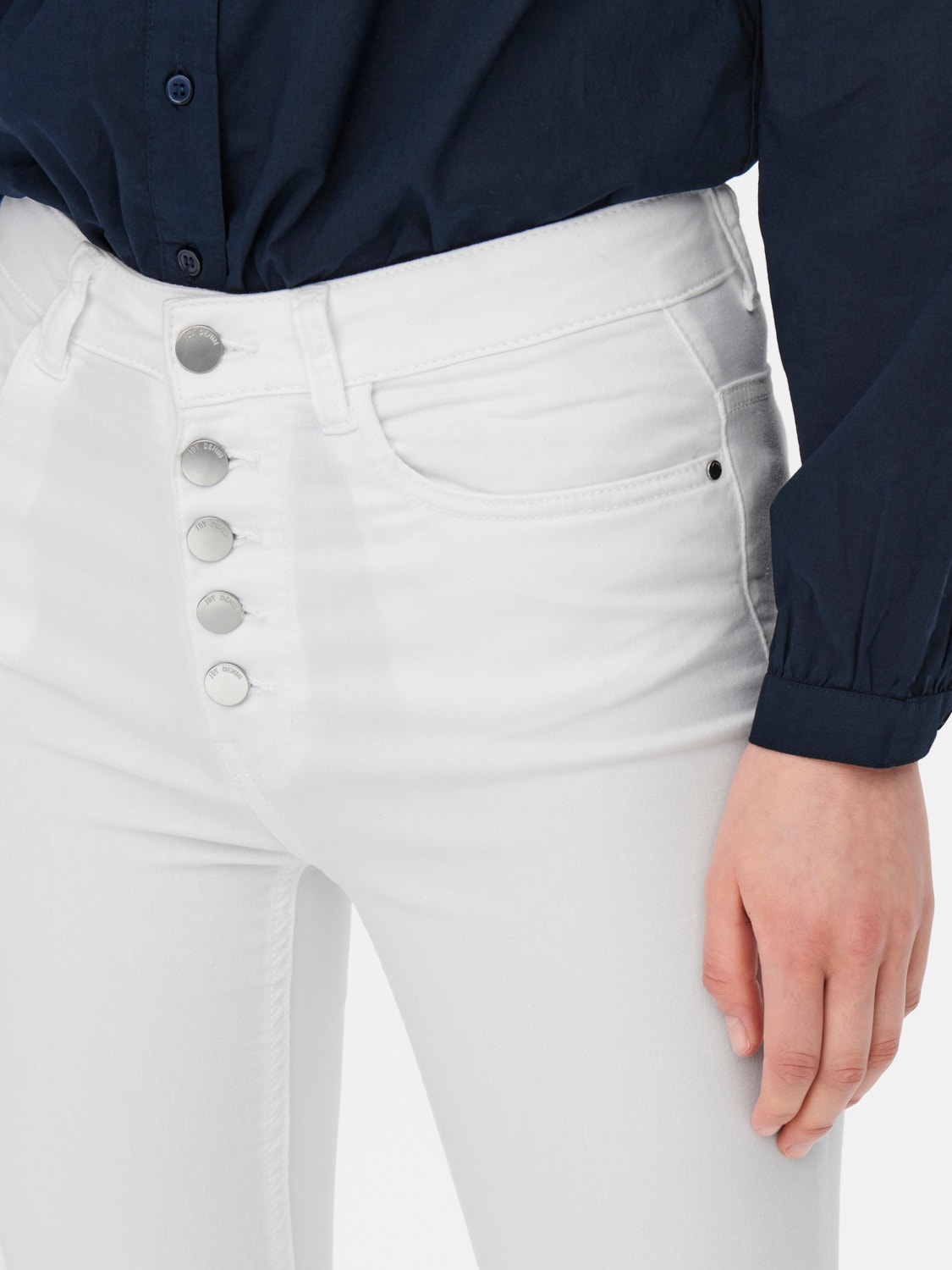 ONLY JDYLara Life HW Ank Button Skinny jeans -White - 15247662