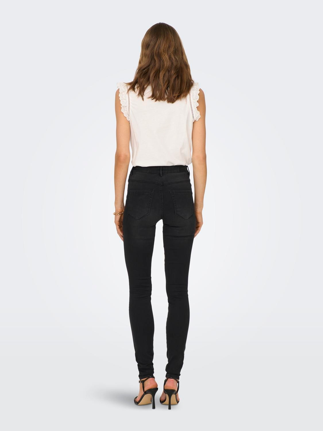 ONLY Skinny Fit Hohe Taille Jeans -Black Denim - 15247721