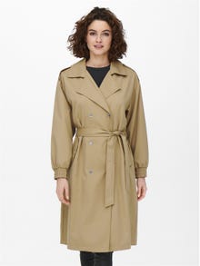 ONLY Reverse Ribbed cuffs Trenchcoat -Tigers Eye - 15248238