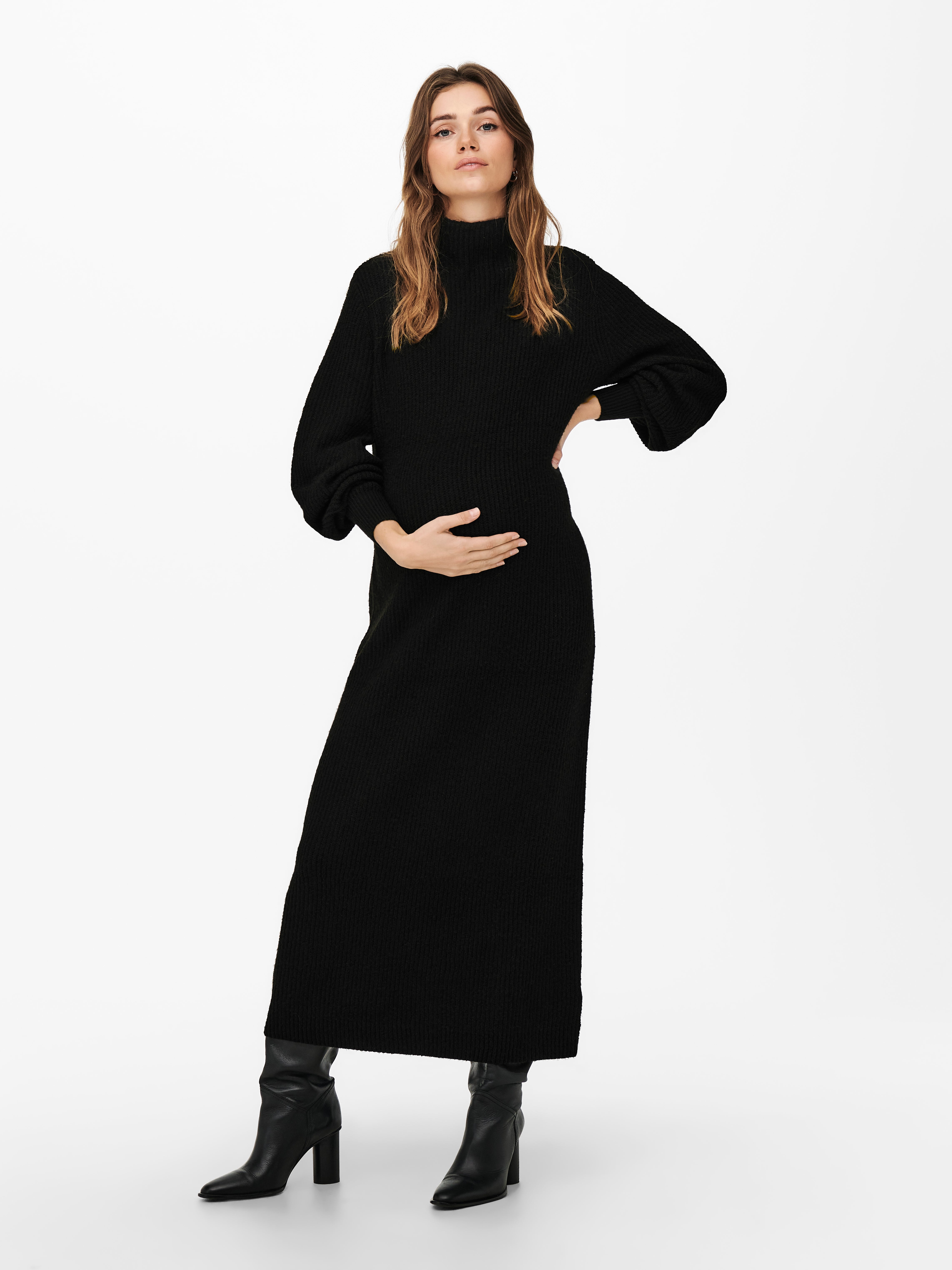 Mama long Knitted Dress | Black | ONLY®