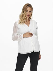 ONLY Loose Fit Banded collar Elasticated cuffs Balloon sleeves Shirt -Cloud Dancer - 15248408