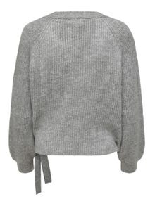 ONLY Split neck Knit Cardigan -Light Grey Melange - 15248652