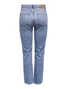 ONLY ONLEmily High Waist Destroyed Straight Fit Jeans -Light Medium Blue Denim - 15248661