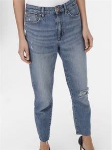 ONLY ONLEmily high-waist destroyed Straight fit jeans -Light Medium Blue Denim - 15248661
