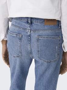 ONLY Jeans Straight Fit Taille haute Ourlet coupé -Light Medium Blue Denim - 15248661