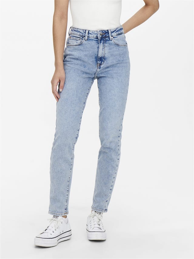 ONLY ONLEMILY STRETCH HIGH WAIST STRAIGHT ANKLE JEANS - 15248715