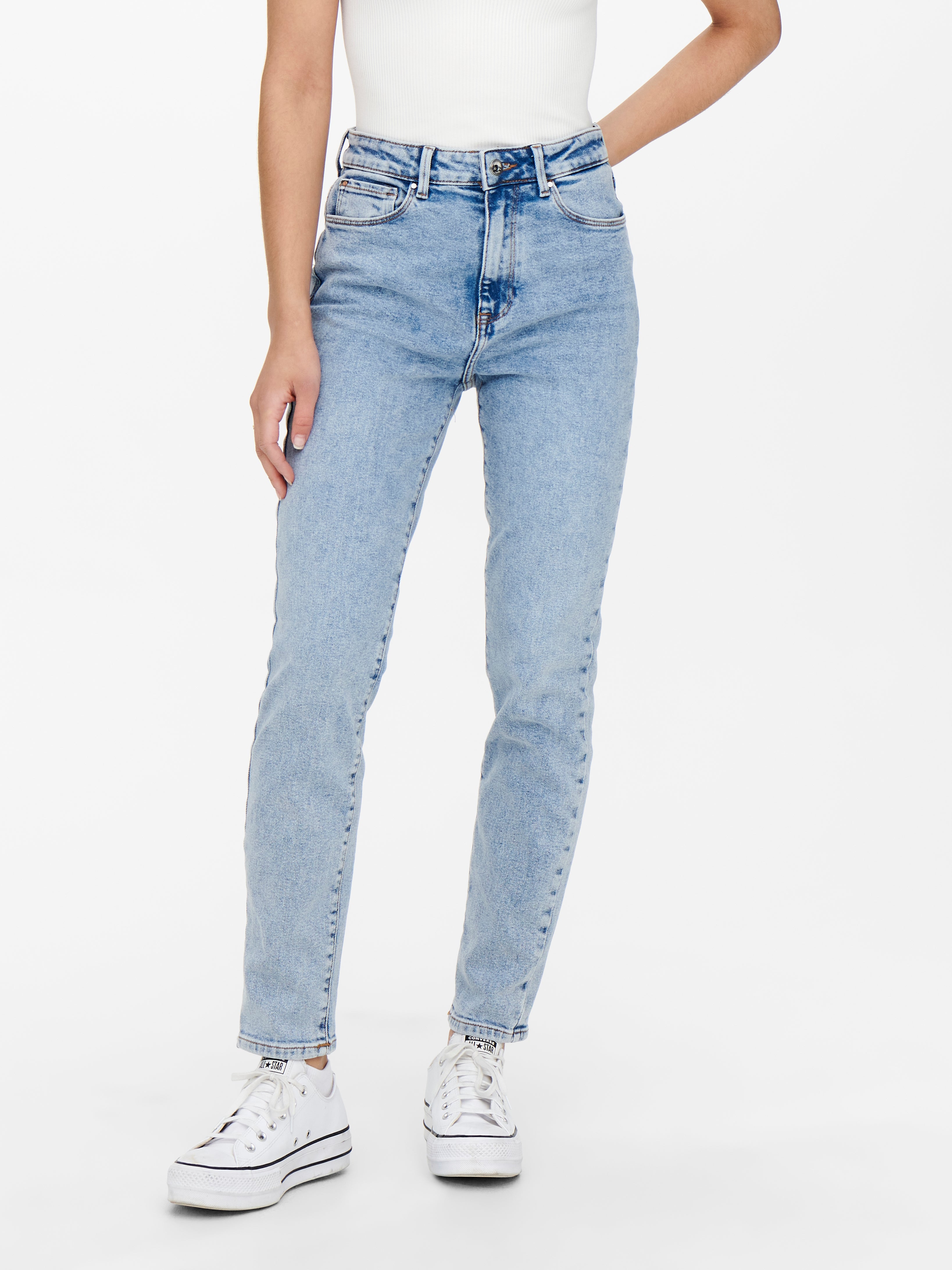 Onlemily Ankel Hohe Taille Gerade Geschnitten Jeans