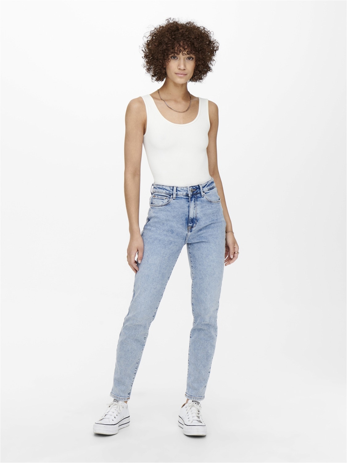 ONLY ONLEMILY STRETCH HIGH WAIST STRAIGHT ANKLE JEANS -Light Blue Denim - 15248715