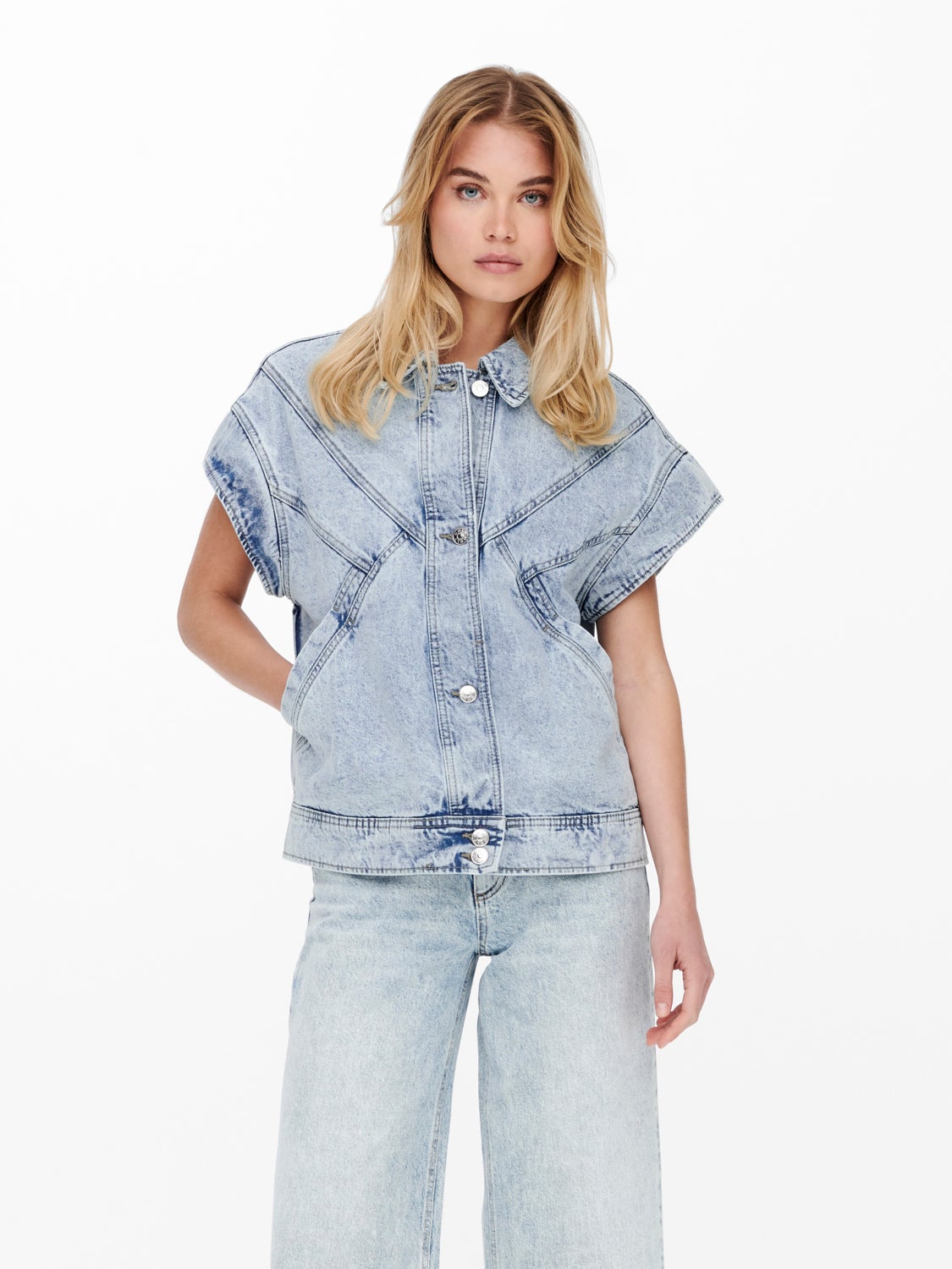 denim waistcoat boohoo