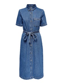 ONLY Loose fit O-hals Korte jurk -Medium Blue Denim - 15249017