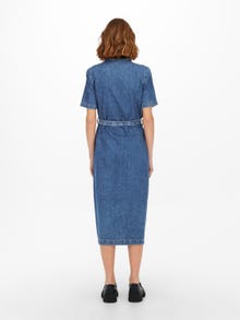 ONLY Locker geschnitten Rundhals Kurzes Kleid -Medium Blue Denim - 15249017