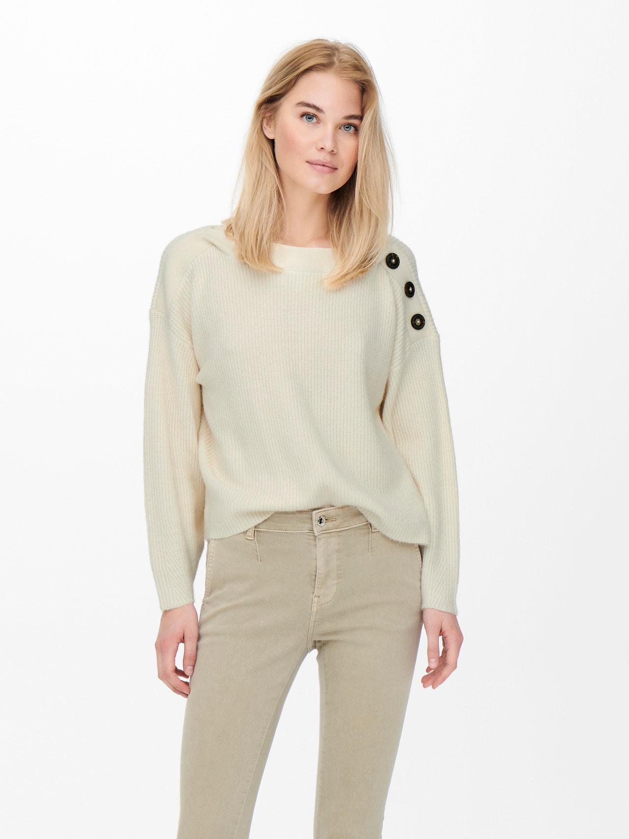 ONLY Button Pullover -Whitecap Gray - 15249132