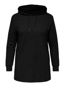ONLY Curvy hooded sweat Dress -Black - 15249175