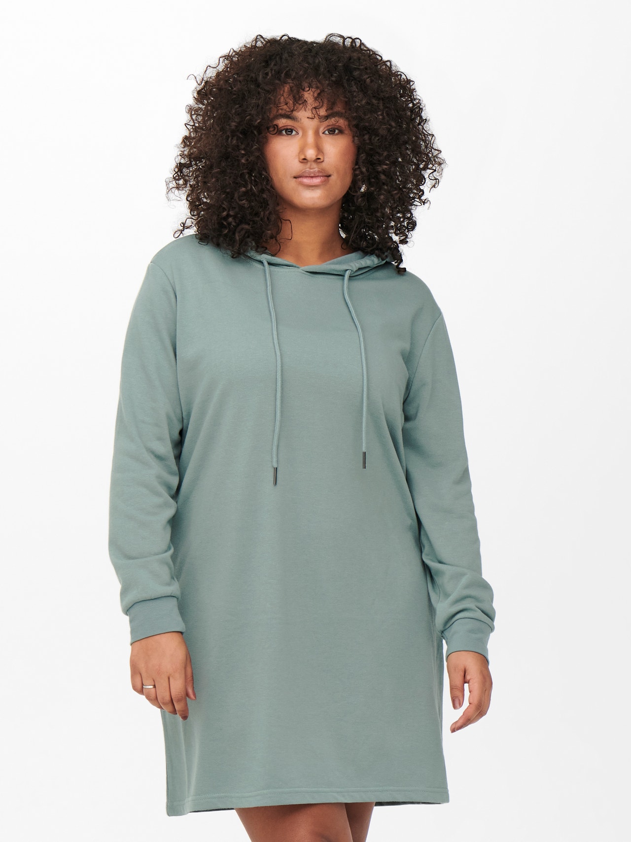 ONLY Sweat tunique à capuche Curvy Robe -Chinois Green - 15249175