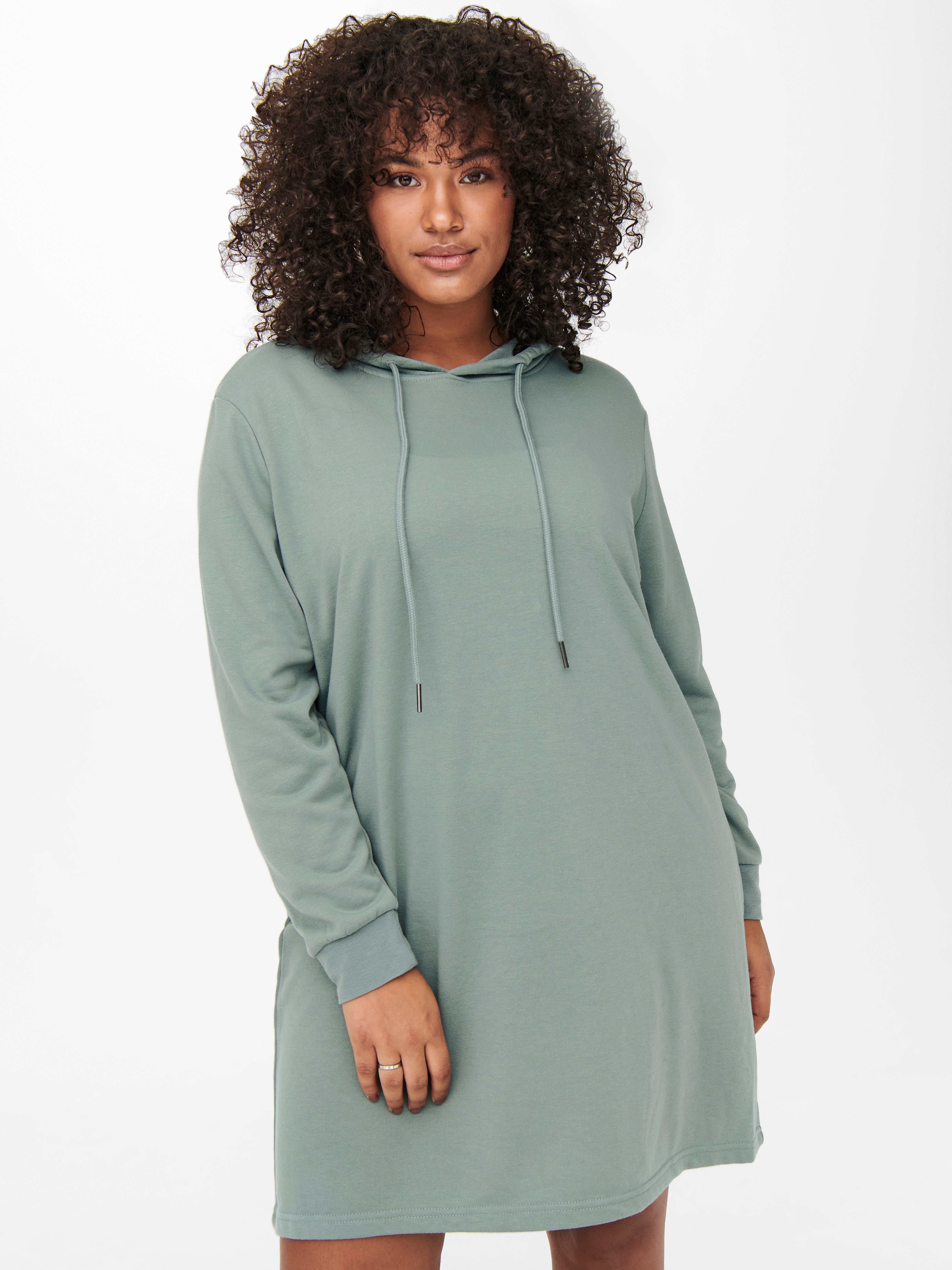 Sweat tunique capuche Curvy Robe Gris moyen ONLY