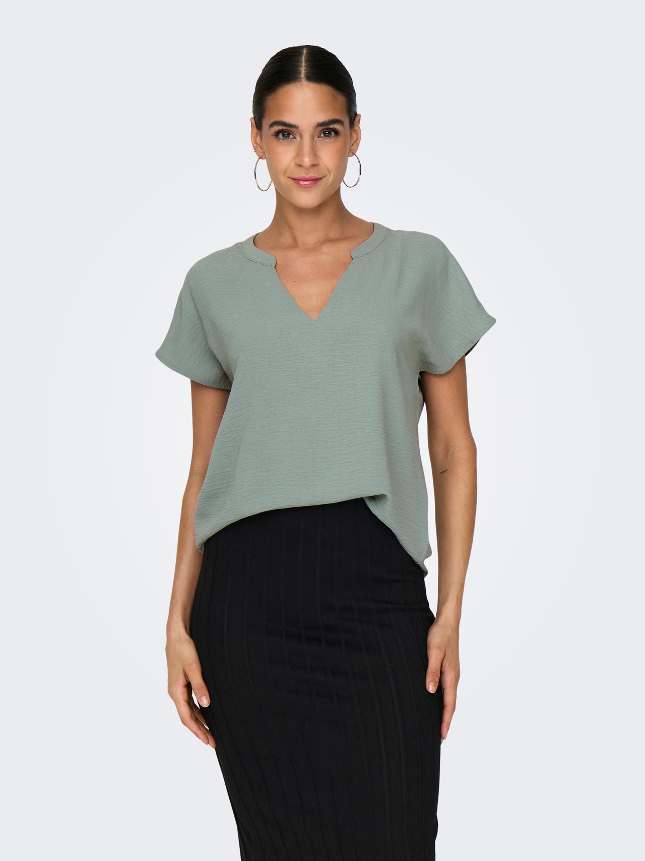 ONLY Col en V Top -Chinois Green - 15249287