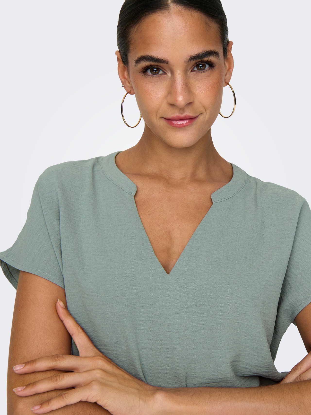 ONLY Col en V Top -Chinois Green - 15249287