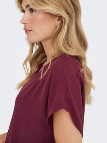 ONLY Tavapärane lõige V-kaelus Volüümikad varrukad Top -Maroon Banner - 15249287