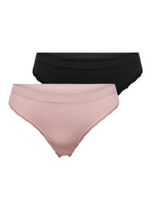 ONLY 2-pack rib String -Silver Pink - 15249317