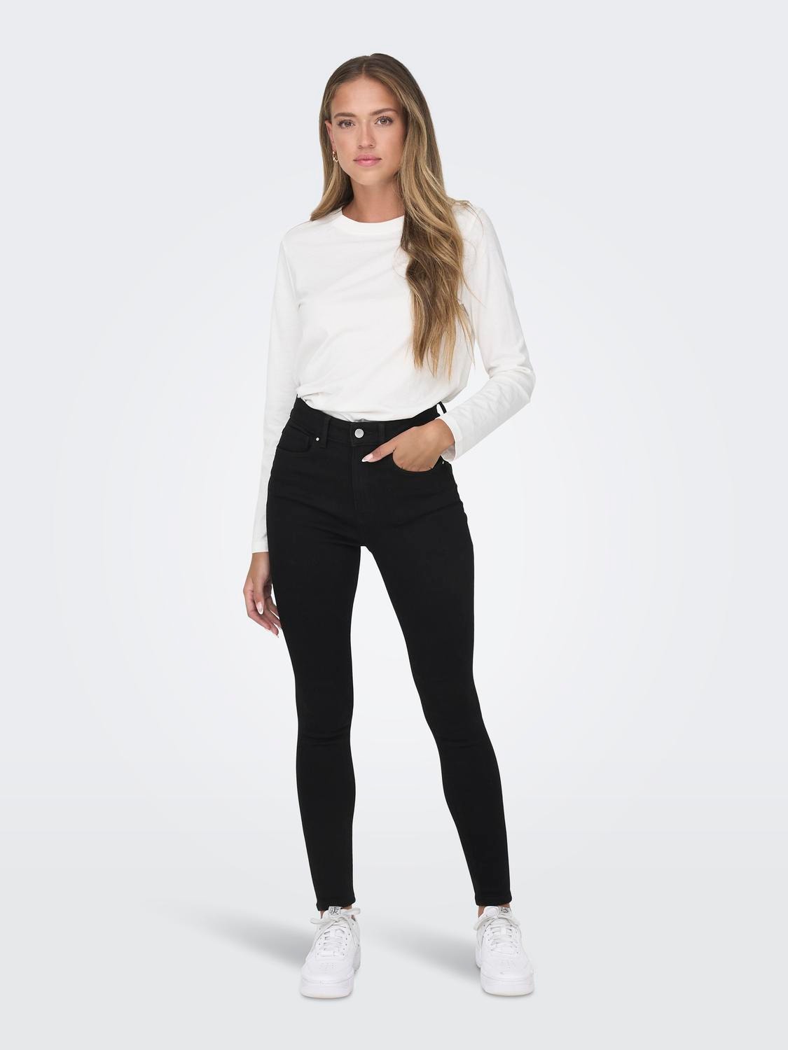 ONLY Skinny Fit Hohe Taille Jeans -Black - 15249386